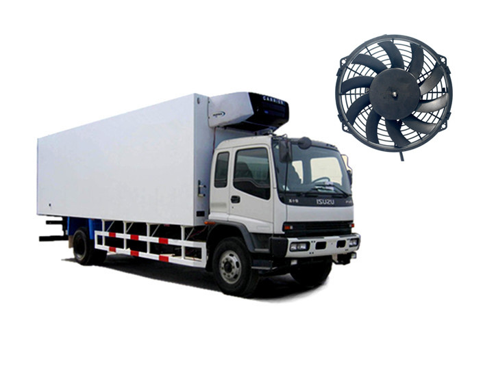Condenser fan application for refrigeration trucks, school bus, passenger cars